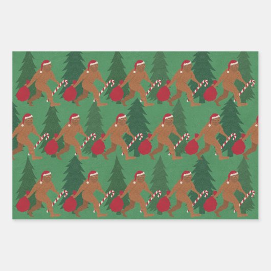 Santa Squatch Niedliches Sortiment Hungerfestungen Geschenkpapier Set (Vorderseite 3)