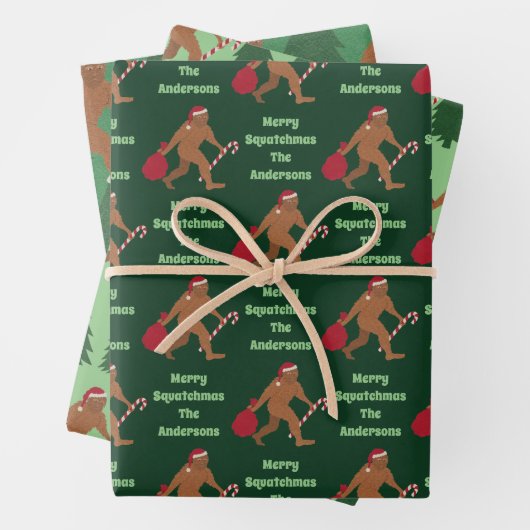 Santa Squatch Niedliches Sortiment Hungerfestungen Geschenkpapier Set (Beispiel)