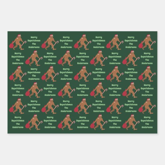 Santa Squatch Niedliches Sortiment Hungerfestungen Geschenkpapier Set (Vorderseite)