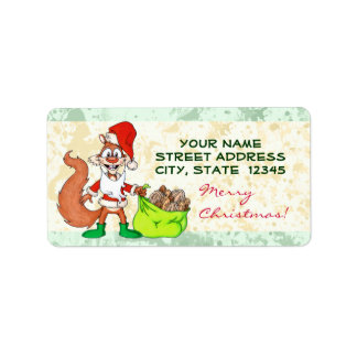 Santa Squirrel Adressaufkleber
