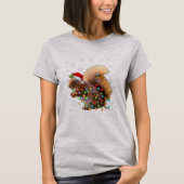 Santa Squirrel Christmas Tree Light Pajama X mas T-Shirt (Vorderseite)