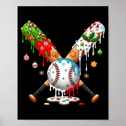Santa Srts Design For Men Boys Christmas Baseball Poster (Vorne)