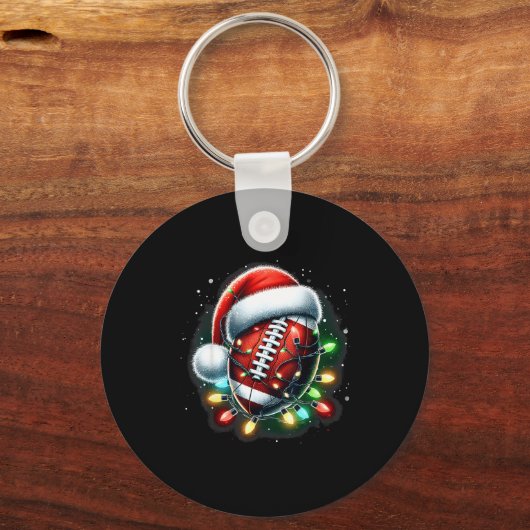 Santa Srts Design For Men Boys Christmas Football Schlüsselanhänger (Vorderseite)