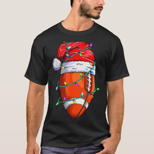 Santa Srts Design For Men Boys Christmas Football T-Shirt (Vorderseite)