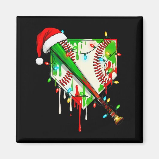 Santa Srts Ice Baseball Christmas Xmas Pajama Kid Magnet (Vorne)