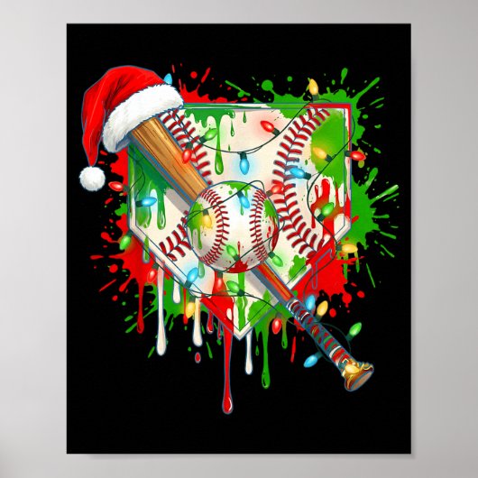 Santa Srts Ice Baseball Christmas Xmas Pajama Kid  Poster (Vorne)