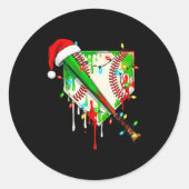 Santa Srts Ice Baseball Christmas Xmas Pajama Kid  Runder Aufkleber (Vorderseite)