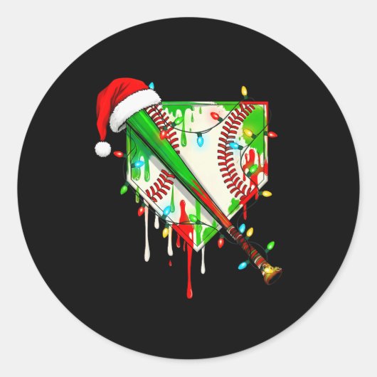 Santa Srts Ice Baseball Christmas Xmas Pajama Kid Runder Aufkleber (Vorderseite)