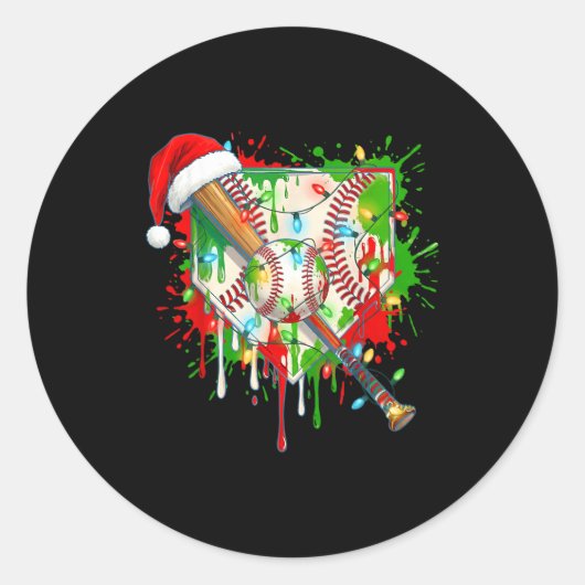 Santa Srts Ice Baseball Christmas Xmas Pajama Kid  Runder Aufkleber (Vorderseite)