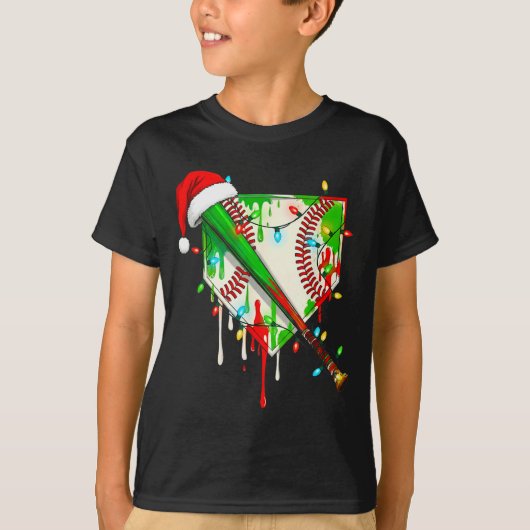 Santa Srts Ice Baseball Christmas Xmas Pajama Kid T-Shirt (Vorderseite)