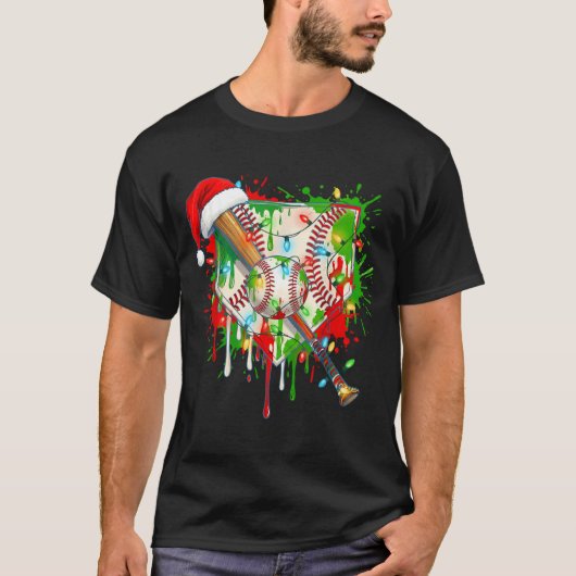 Santa Srts Ice Baseball Christmas Xmas Pajama Kid T-Shirt (Vorderseite)