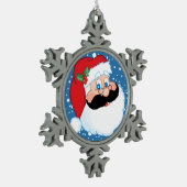 Santa Stache Schneeflocken Zinn-Ornament (Links)