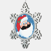 Santa Stache Schneeflocken Zinn-Ornament (Rechts)