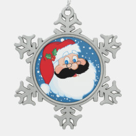 Santa Stache Schneeflocken Zinn-Ornament