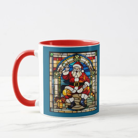 Santa Stained Glass Tasse (Links)