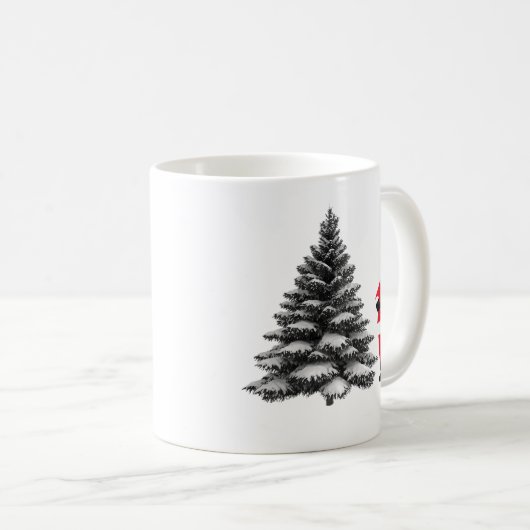 Santa standing near pine tree kaffeetasse (VorderseiteRechts)