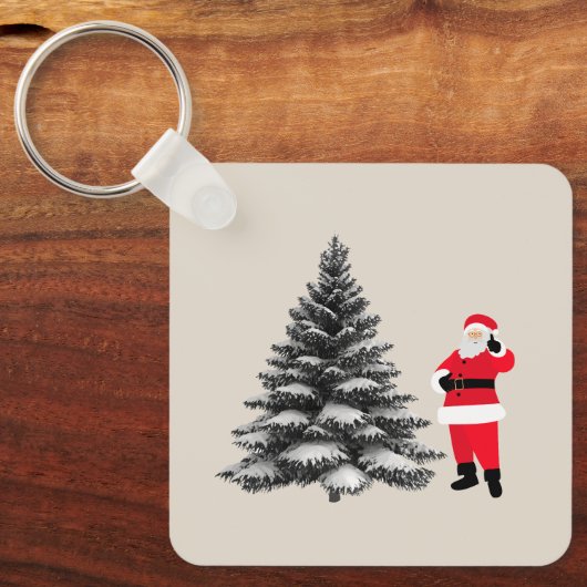 Santa standing near pine tree schlüsselanhänger (Vorderseite)