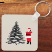 Santa standing near pine tree schlüsselanhänger (Rückseite)
