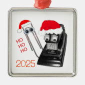Santa Stapler Merry Christmas Ornament Aus Metall (Vorne)