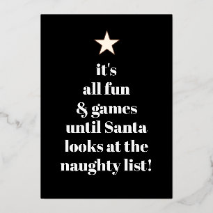 Santa Star Modern Tree Schriftart Zitat Spaß Folien Feiertagskarte