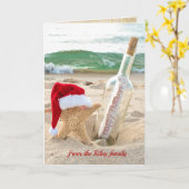 Santa Starfish mit Urlaubsbotschaft in Flasche Karte (Gelbe Blume)
