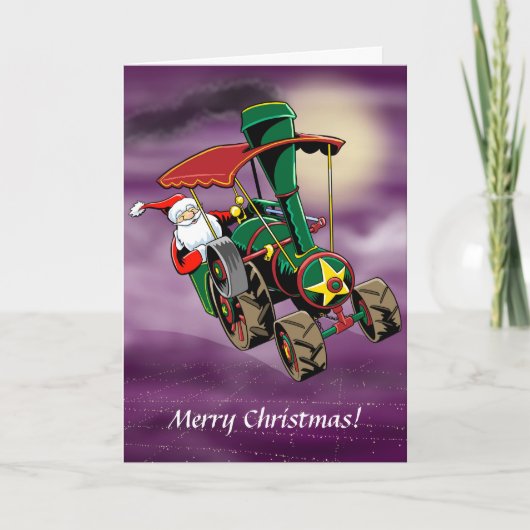 Santa Steam Tractor Karte (Vorderseite)