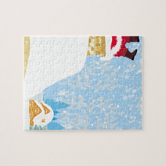 Santa steckt im Schornstein Puzzle (Horizontal)