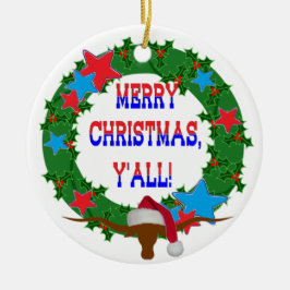 Santa Steer - Frohe Weihnachten - alles Keramikornament