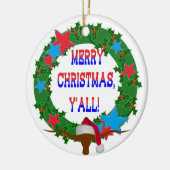 Santa Steer - Frohe Weihnachten - alles Keramikornament (Links)