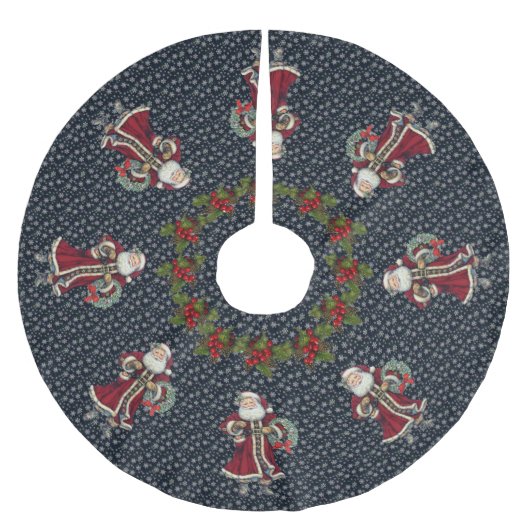 Santa stehender Vintager Baumrock Polyester Weihnachtsbaumdecke (Vorderseite)