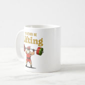 Santa stemmt Gewichte Kaffeetasse (Vorderseite Links)