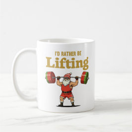 Santa stemmt Gewichte Kaffeetasse
