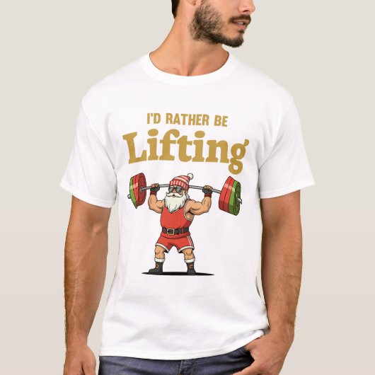 Santa stemmt Gewichte T-Shirt (Vorderseite)