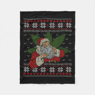 Santa Stoner Rauchen Weed Spaß Ugly Weihnachten Fleecedecke