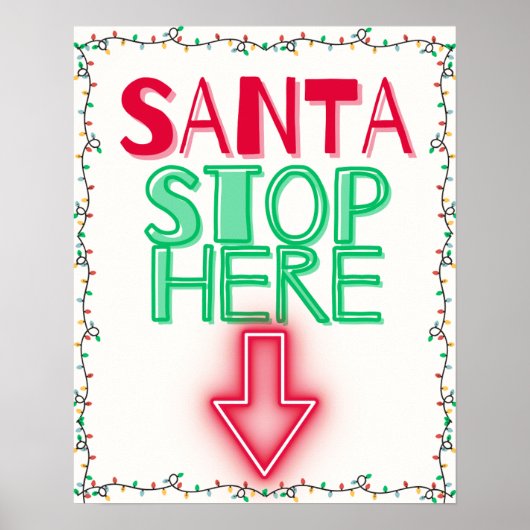 SANTA STOP HIER Weihnachtswall Art Decor Poster (Vorne)