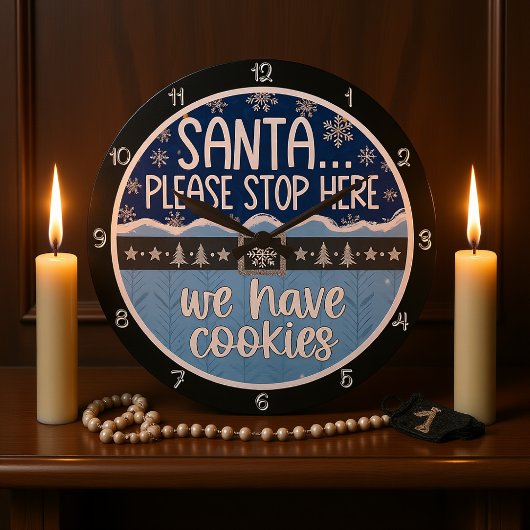 Santa Stopp hier Cookies Große Wanduhr