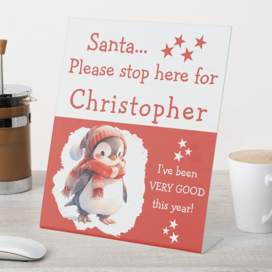 Santa Stopp hier geben Sie den Namen niedlich Ping Sockelschild (In Situ)