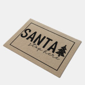 Santa Stopp hier mit Weihnachtsbaum Doormat Fußmatte (Schrägansicht)