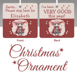 Santa Stopp hier Name niedlich Maus rosa Ornament Aus Metall