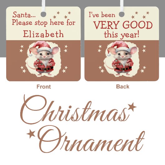 Santa Stopp hier Name niedliche Maus braun Ornament Aus Metall