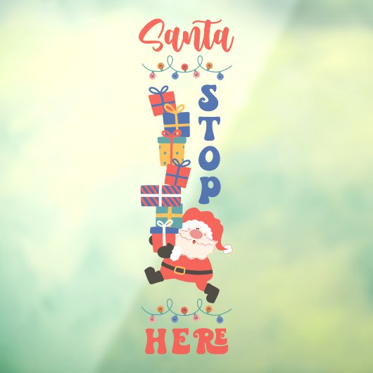 Santa Stopp Hier Niedlich Weihnachtsfeiertag Fensteraufkleber (Blatt 3)
