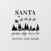 Santa Stopp hier personalisiert Weihnachten modern Fensteraufkleber (Blatt)