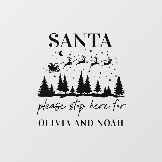 Santa Stopp hier personalisierte Weihnachten Fensteraufkleber (Blatt)