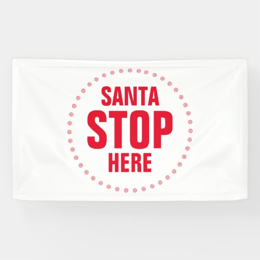 Santa Stopp Hier rot niedlich Banner (Horizontal)