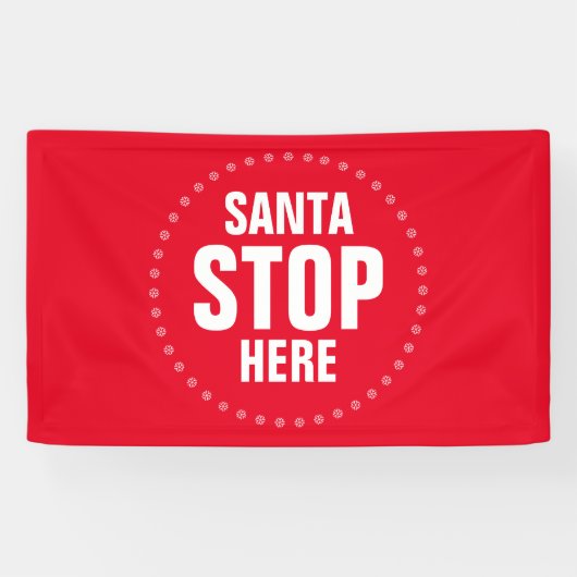 Santa Stopp Hier rot-weiß niedlich lustig Banner (Horizontal)