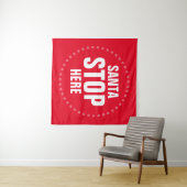 Santa Stopp Hier rot-weiß niedlich lustig Wandteppich (Beispiel (Horizontal))