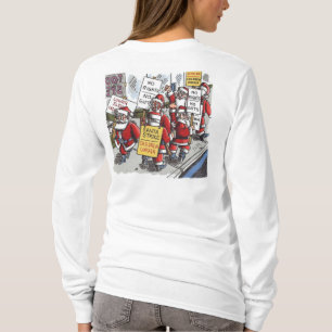 Santa Streik Frauen weißes Langarmshirt Rückenansi T-Shirt