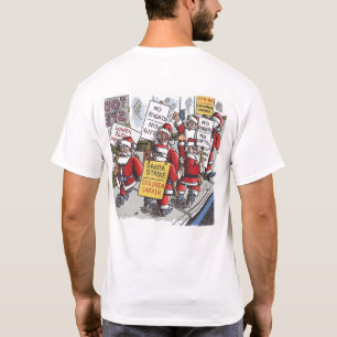 Santa Streik Männer weißes T-Shirt Rücken
