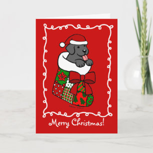 Santa Strumpf Black Lab Welpe Cartoon Feiertagskarte