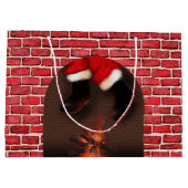 Santa Stuck in Chimney Funny Christmas Große Geschenktüte (Rückseite)